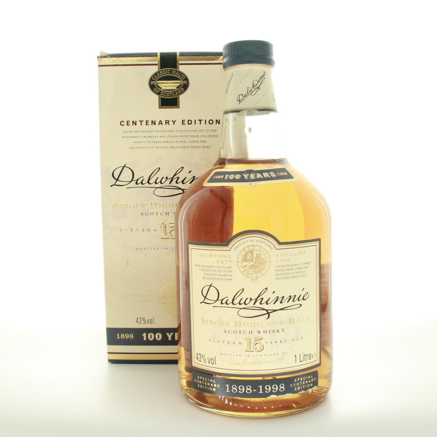 Dalwhinnie 15 Year Old Centenary Edition 1lt 100cl 43% Scotland Speyside Whisky 