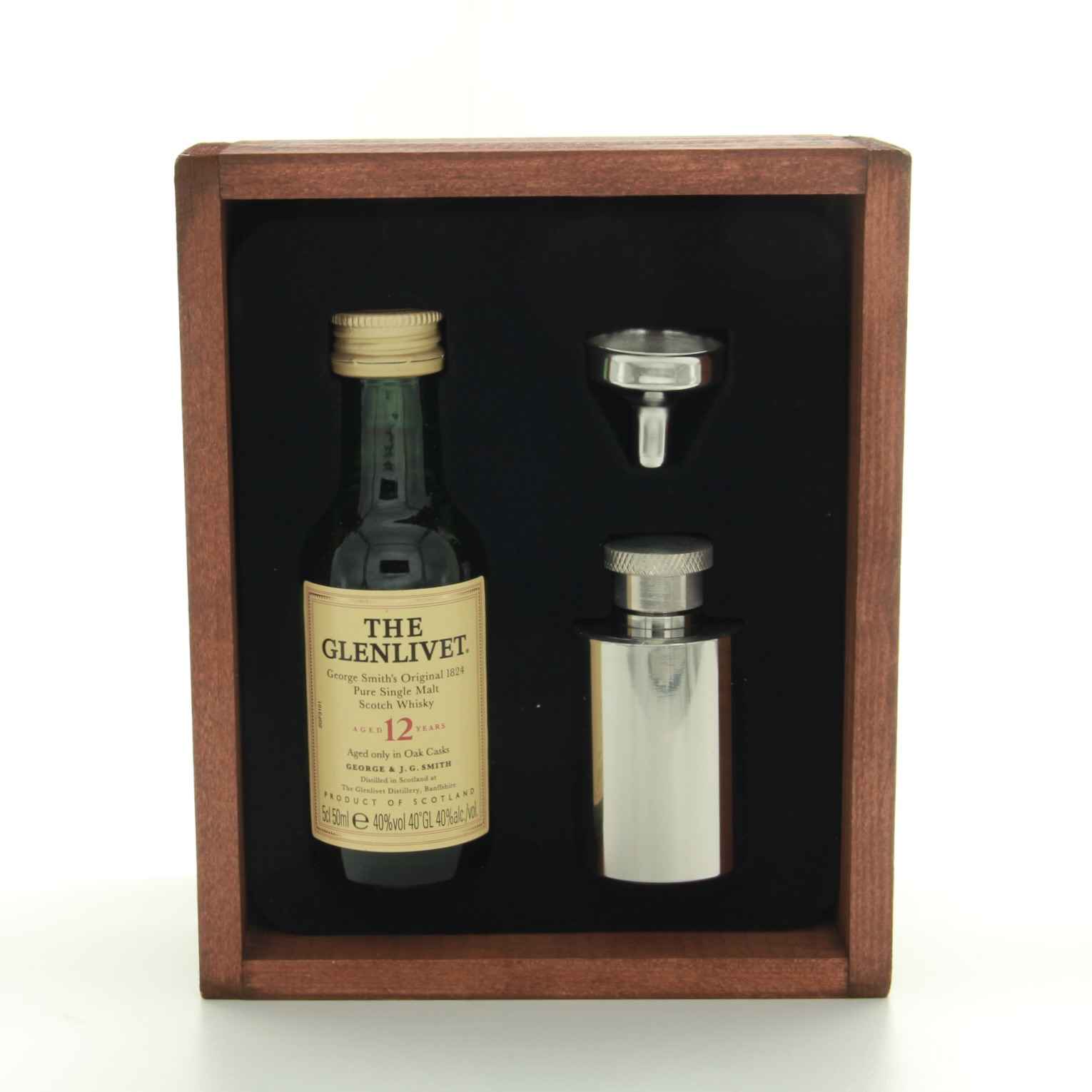 The Glenlivet 12 Year Old French Oak Finish And Hipflask Miniature 5cl 40% Scotland Speyside Whisky 