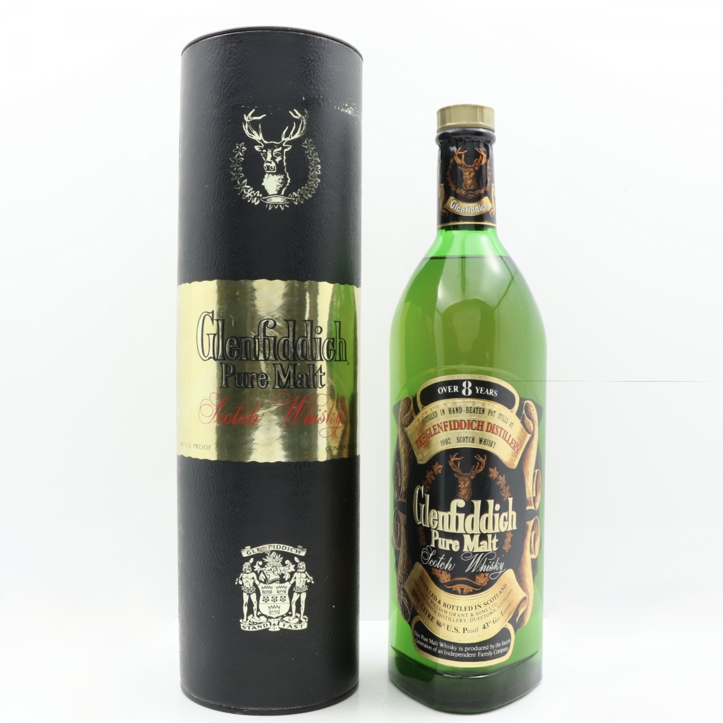 Glenfiddich 8 Year Old Pure Malt (1980s Edition) 1lt 100cl 43% 86 Proof% Scotland Speyside Whisky 