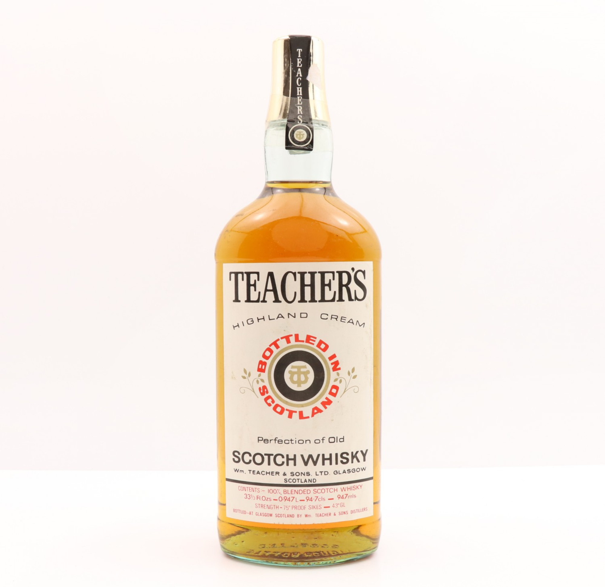 Teacher’s Highland Cream 33 1/3 Fl Oz (1970s Edition) 94cl 43% Blended Scotland Whisky
