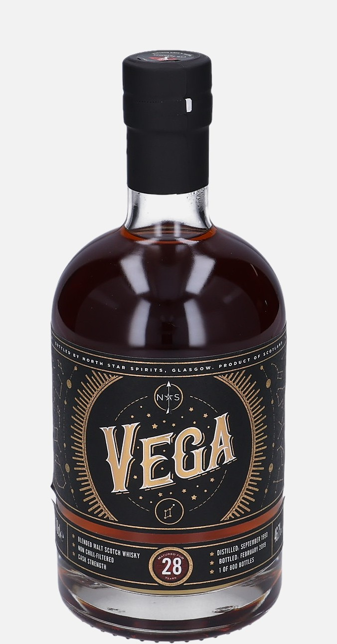 Vega North Star d. September 1990, b. February 2019 28 years old Blended Malt Scotch Whisky Matured in American & European oak casks 46.7% Vol, 700 ml Uncategorized 