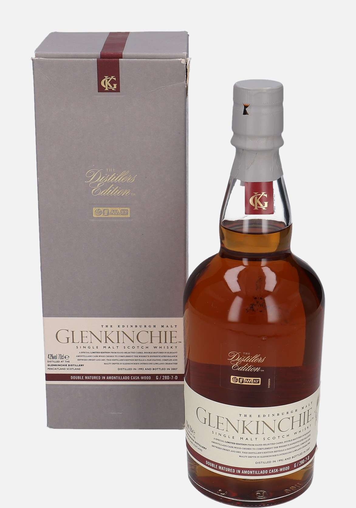 Glenkinchie Original Bottling d. 1992, b. 2007 G/280-7-D Single Malt Scotch Whisky 43% Vol, 700 ml Uncategorized