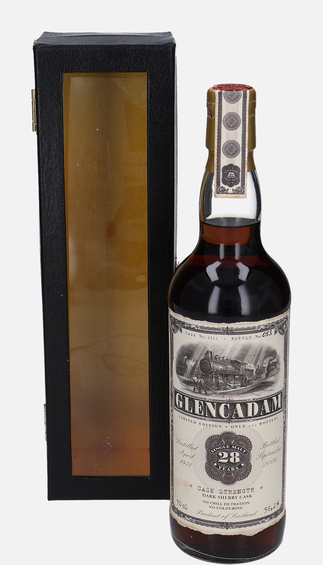 Glencadam Jack Wiebers Whisky World d. April 1978, b. September 2006 28 years old cask no. 2311 Single Malt Matured in Sherry Cask 56.2% Vol, 700 ml Uncategorized 
