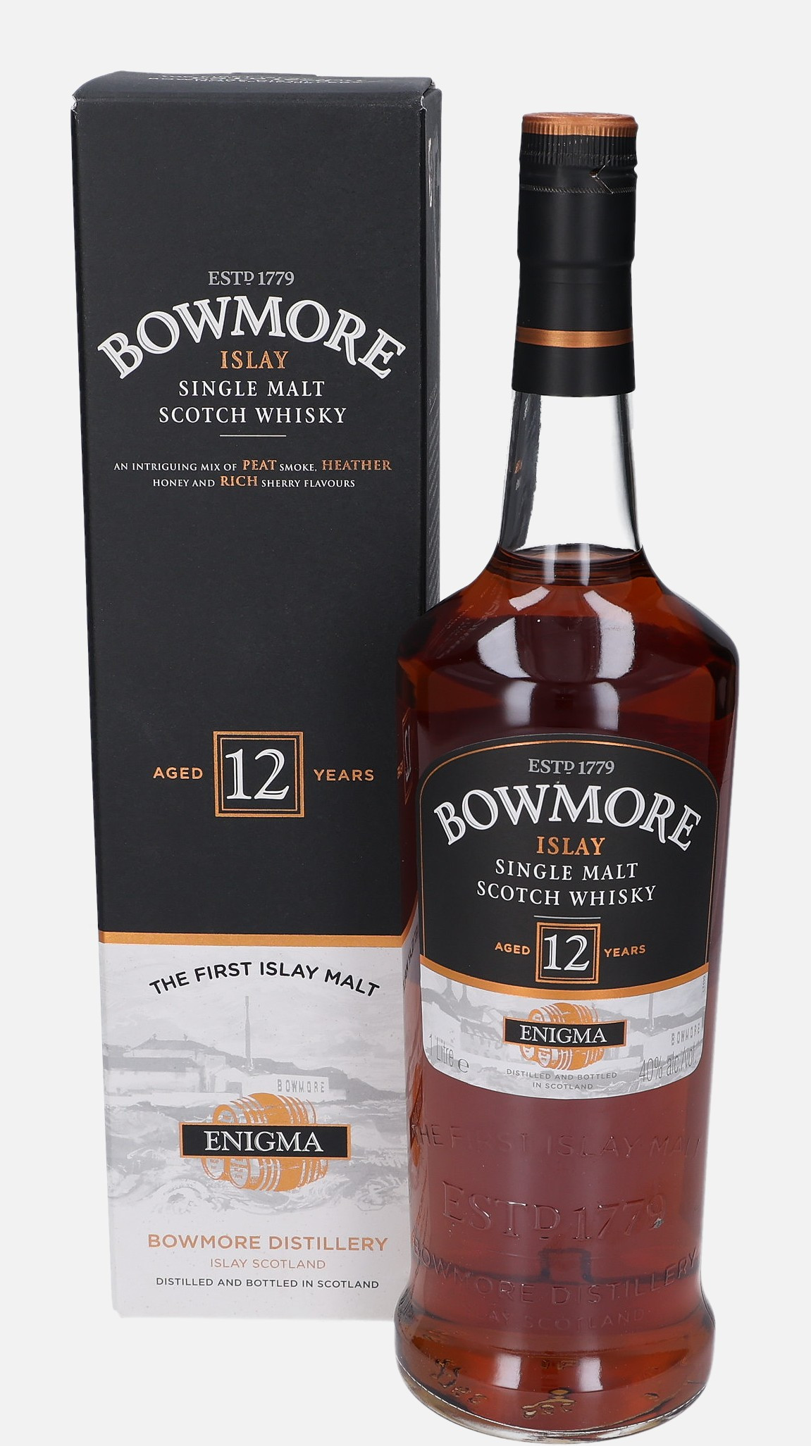 Bowmore Enigma, Original Bottling 12 years old Islay Single Malt Scotch Whisky 40% Vol, 1000 ml Uncategorized 