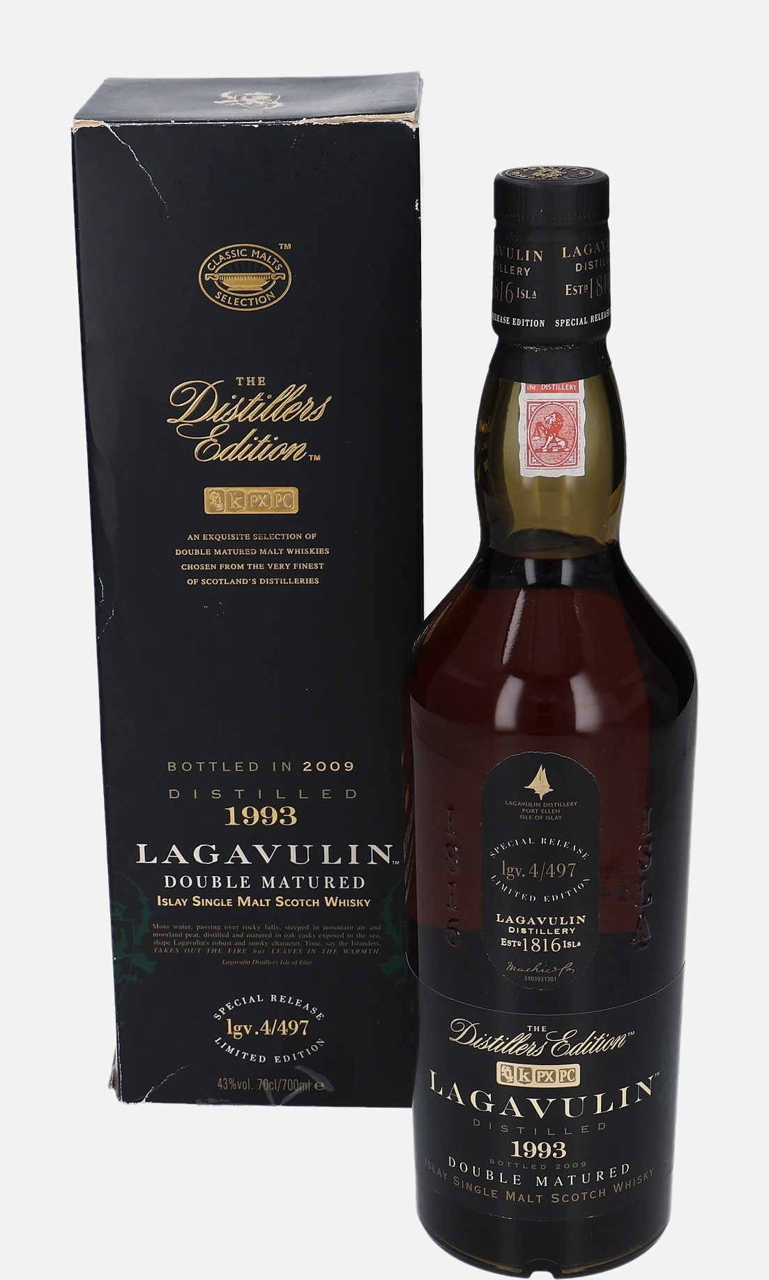 Lagavulin Original Bottling d. 1993, b. 2009 lgv. 4/497 Islay Single Malt Scotch Whisky Finished in Pedro Ximenez Cask 43% Vol, 700 ml Uncategorized 