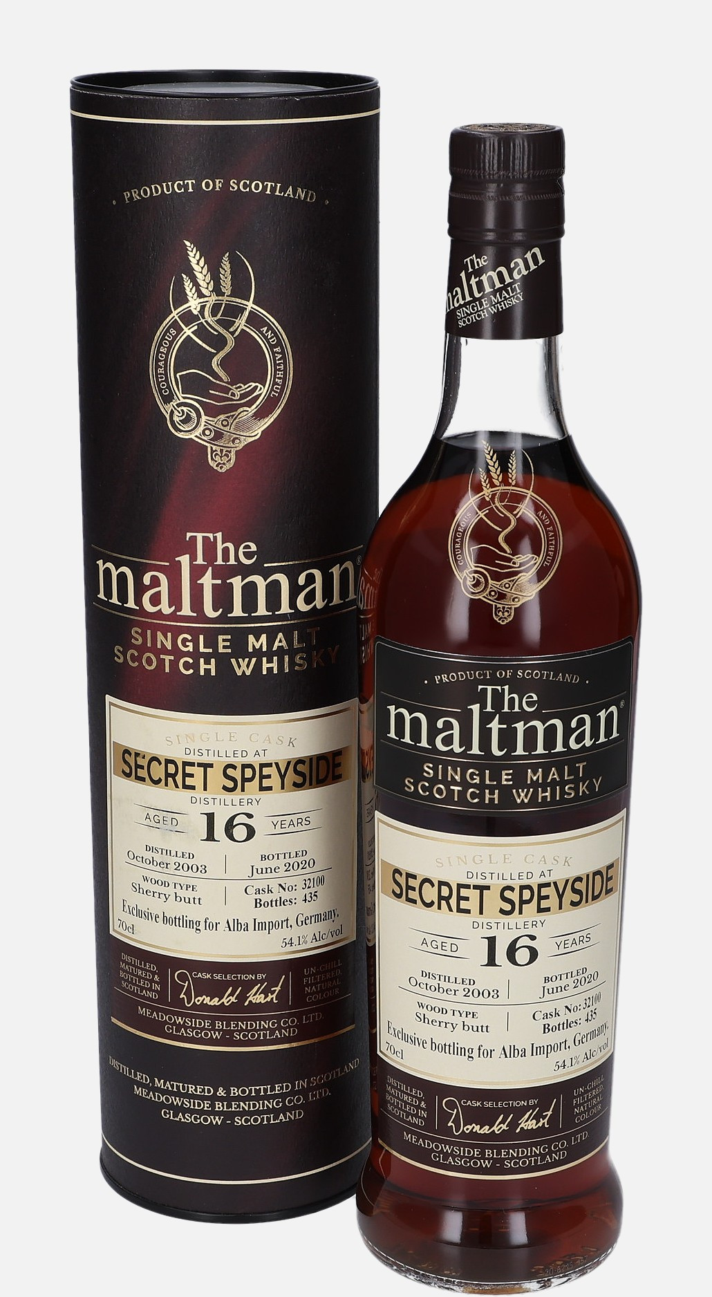 Secret Speyside Meadowside Blending Co. Ltd. d. October 2003, b. June 2020 16 years old cask no. 32100 Single Malt Scotch Whisky Matured in Sherry Butt 54.1% Vol, 700 ml Uncategorized 