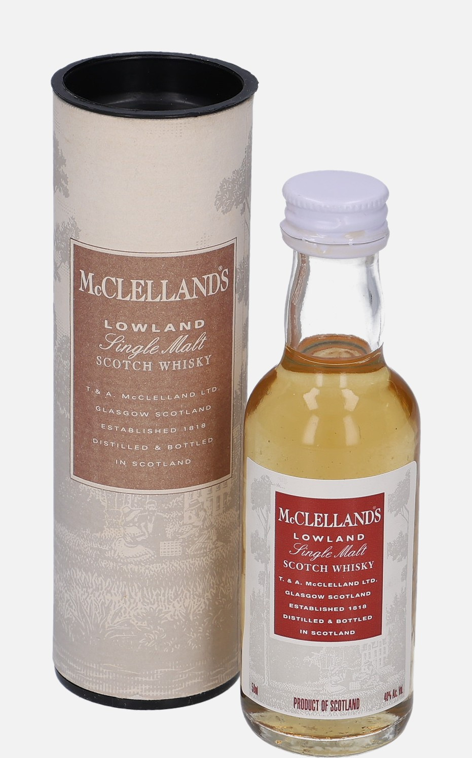 McClelland’s T. & A. McClelland Ltd. Lowland Single Malt Scotch Whisky 40% Vol, 50 ml Uncategorized 