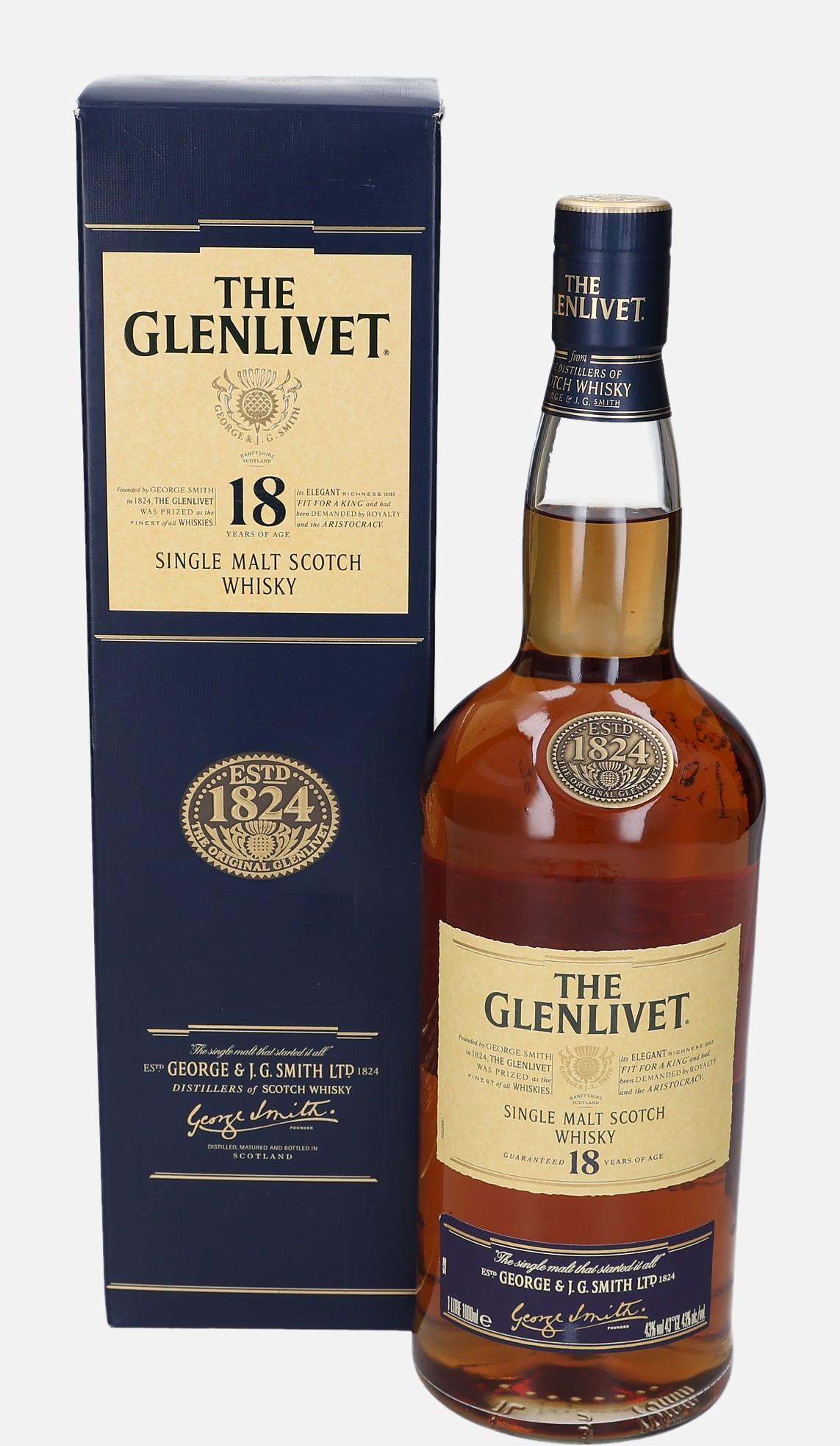 Glenlivet Original Bottling 18 years old Single Malt Scotch Whisky 43% Vol, 1000 ml Uncategorized 