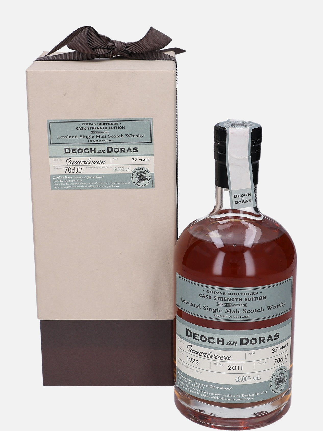 Inverleven Deoch an Doras, Original Bottling d. 1973, b. 2011 37 years old Lowland Single Malt Scotch Whisky 49% Vol, 700 ml Uncategorized 