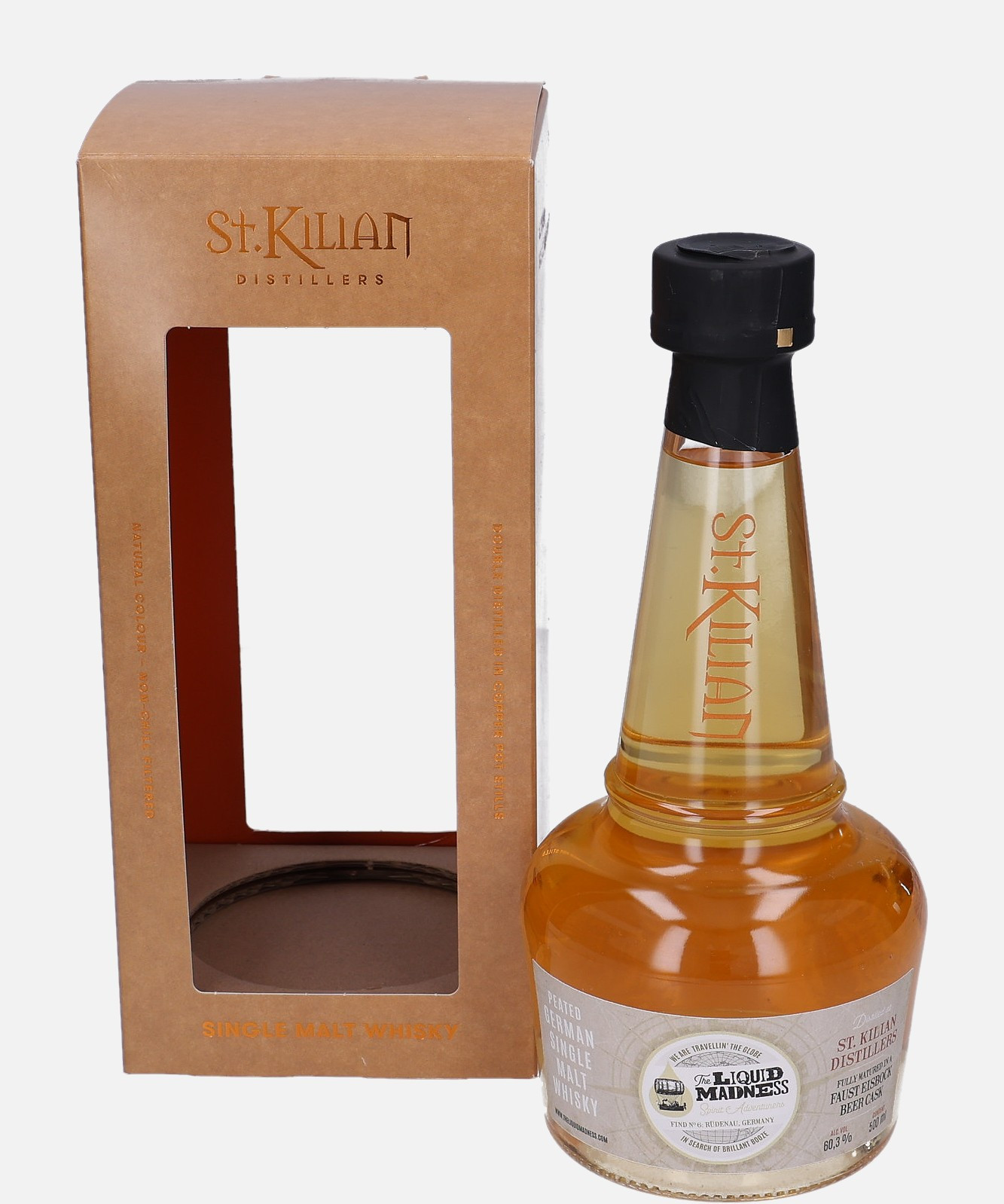 St. Kilian Distillers Original Bottling d. 2.2018, b. 11.2022 4 years old cask no. LM00422 German Single Malt Whisky Matured in Faust Eisbock Beer Cask 60.3% Vol, 500 ml Uncategorized