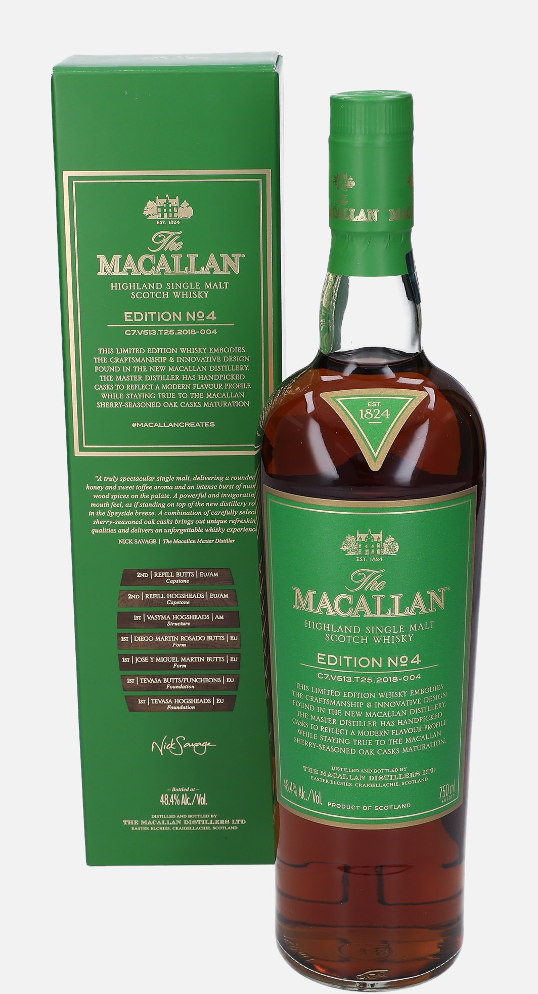 Macallan Edition No.4, Original Bottling C7.V513.T25.2018-004 Highland Single Malt Scotch Whisky 48.4% Vol, 750 ml Uncategorized 