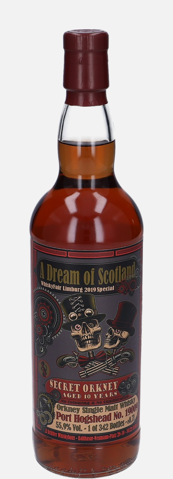 Secret Orkney Brühler Whiskyhaus 10 years old cask no. 19009 Orkney Single Malt Whisky Matured in Port Hogshead 55.9% Vol, 700 ml Whisky 