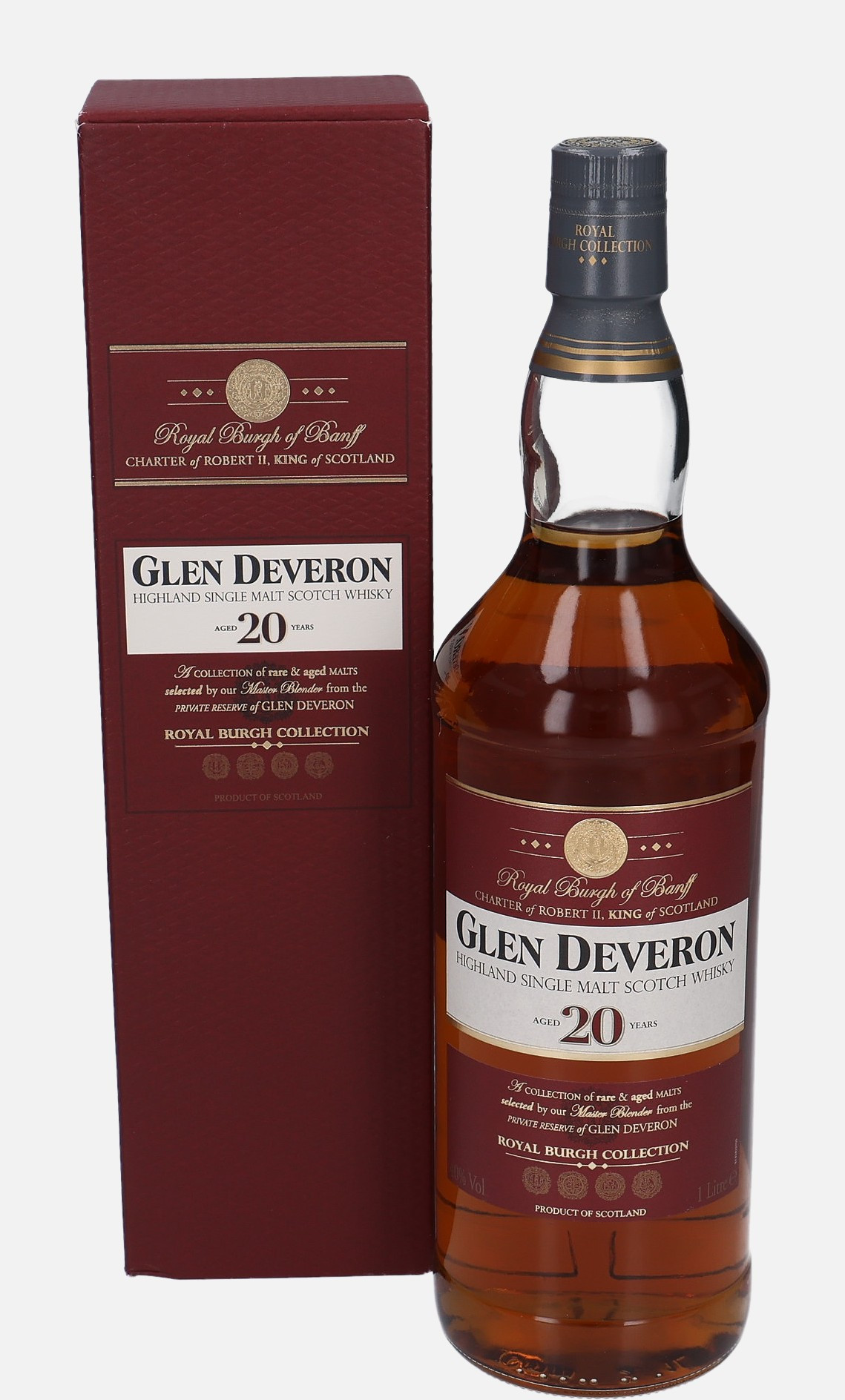 Macduff Glen Deveron, Original Bottling 20 years old Highland Single Malt Scotch Whisky 40% Vol, 1000 ml Whisky 