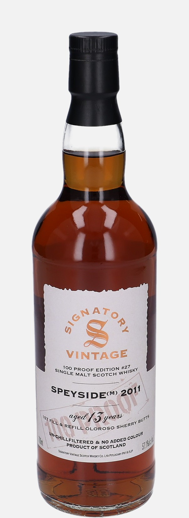 Speyside (M) Signatory Vintage Scotch Whisky Co. Ltd. d. 2011, b. 18.10.2024 13 years old #27 Single Malt Scotch Whisky Matured in Oloroso Sherry Butt 57.1% Vol, 700 ml Whisky 