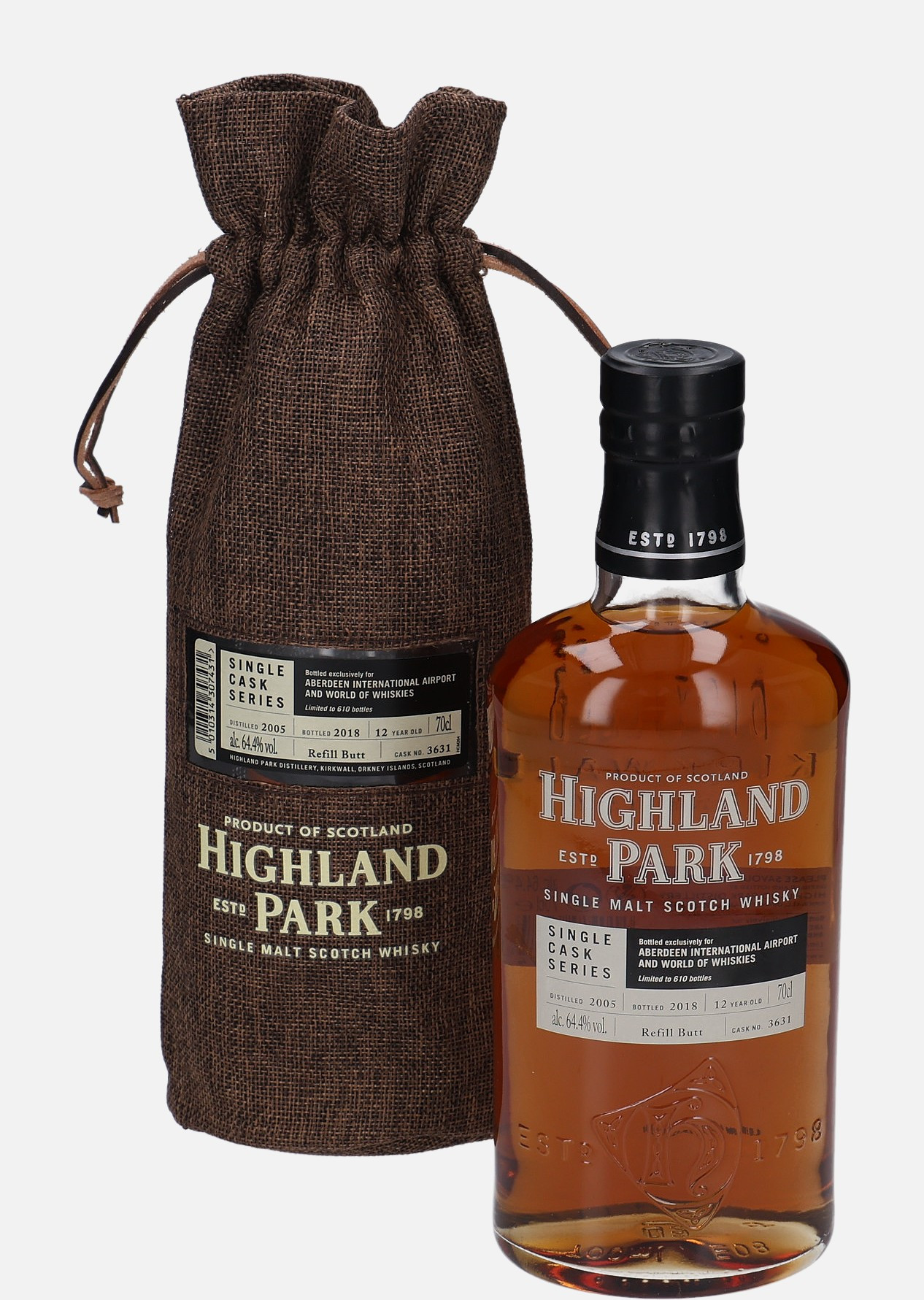 Highland Park Original Bottling d. 2005, b. 2018 12 years old cask no. 3631 Single Malt Scotch Whisky Matured in Refill Butt 64.4% Vol, 700 ml Whisky 