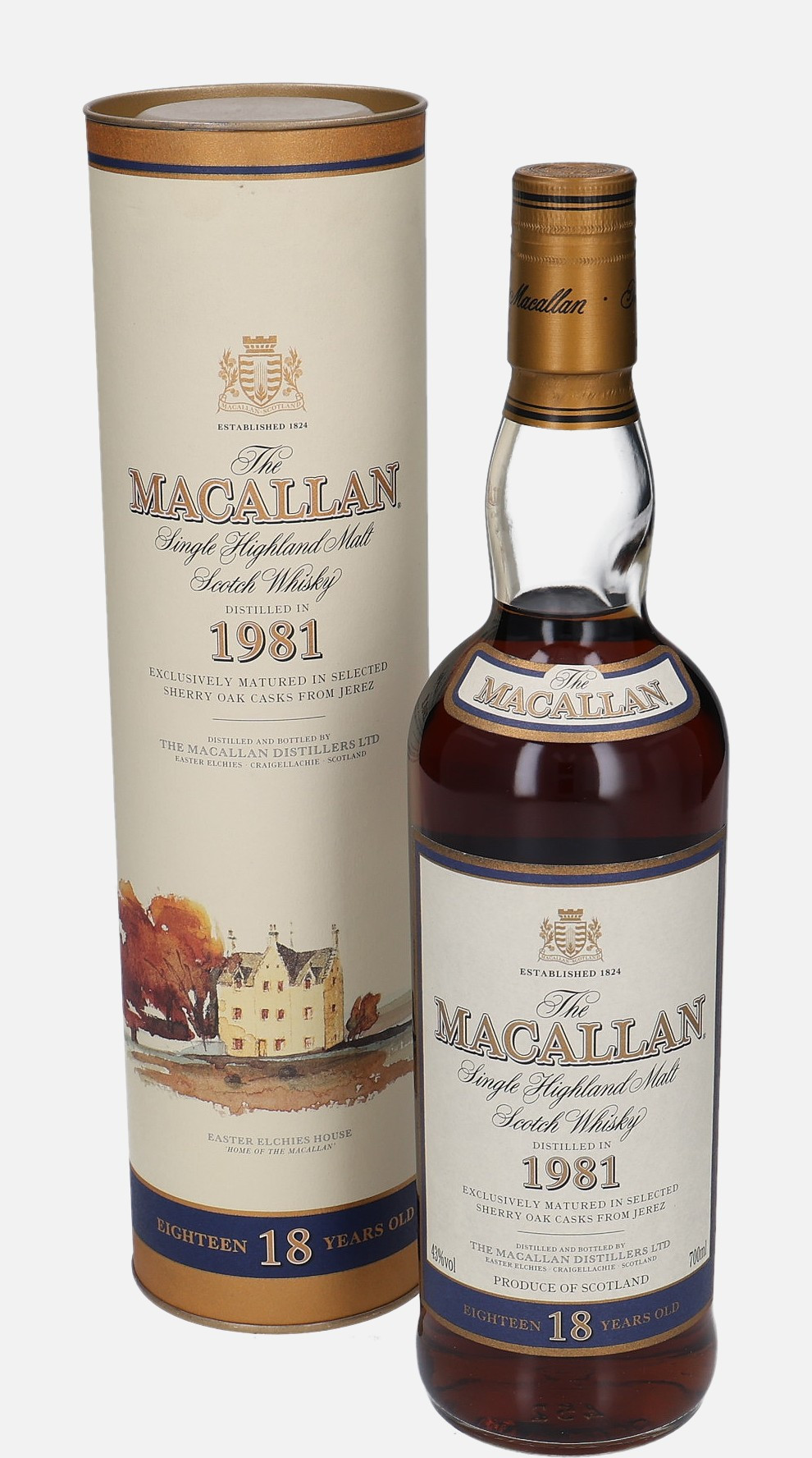 Macallan Original Bottling d. 1981 18 years old Single Highland Malt Scotch Whisky Matured in Sherry Oak Cask 43% Vol, 700 ml Whisky 