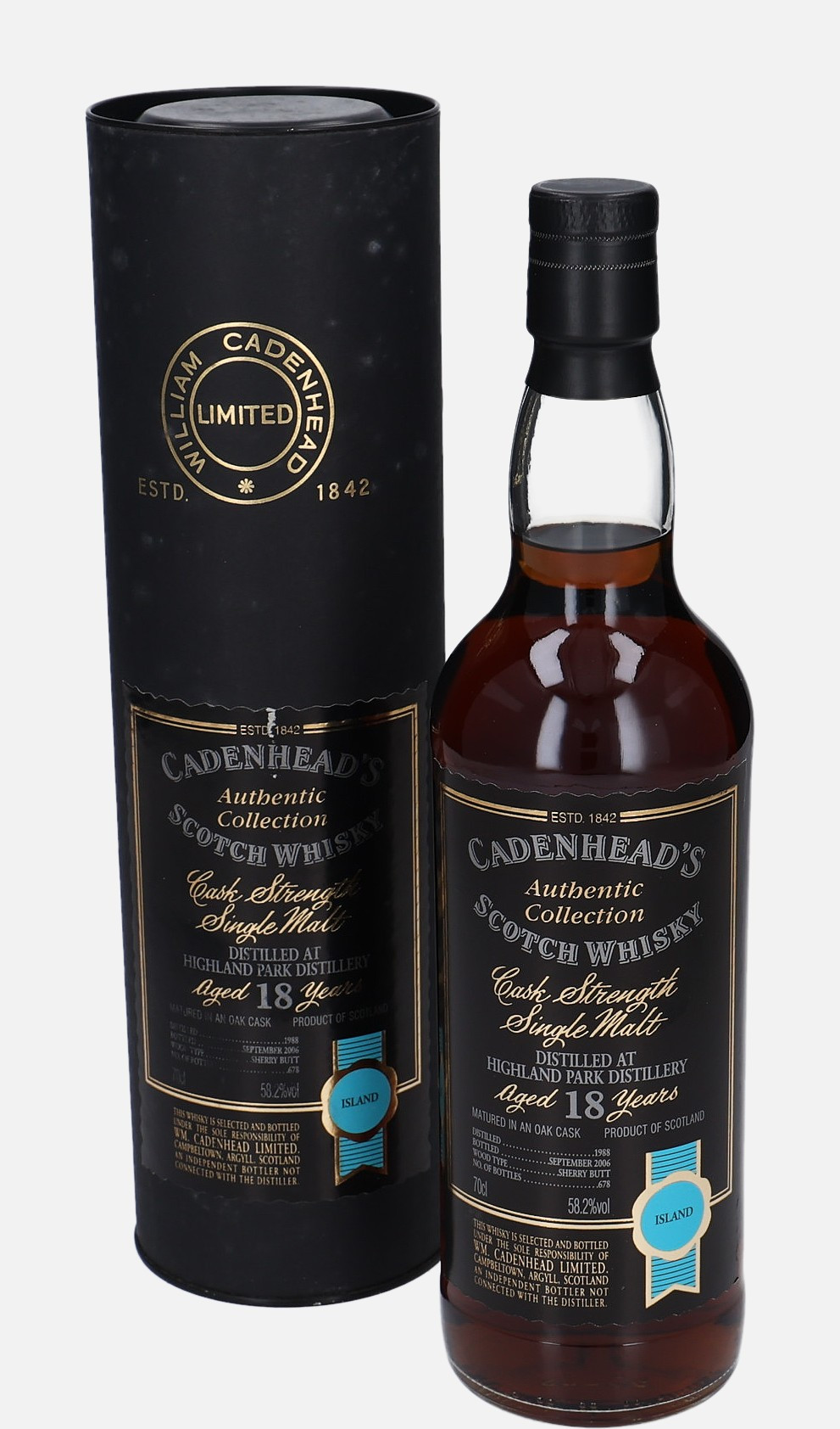 Highland Park Wm. Cadenhead d. 1988, b. September 2006 18 years old Single Malt Matured in Sherry Butt 58.2% Vol, 700 ml Whisky 