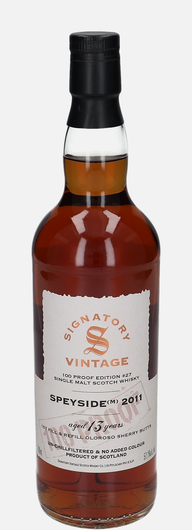 Speyside (M) Signatory Vintage Scotch Whisky Co. Ltd. d. 2011, b. 18.10.2024 13 years old #27 Single Malt Scotch Whisky Matured in Oloroso Sherry Butt 57.1% Vol, 700 ml Whisky 