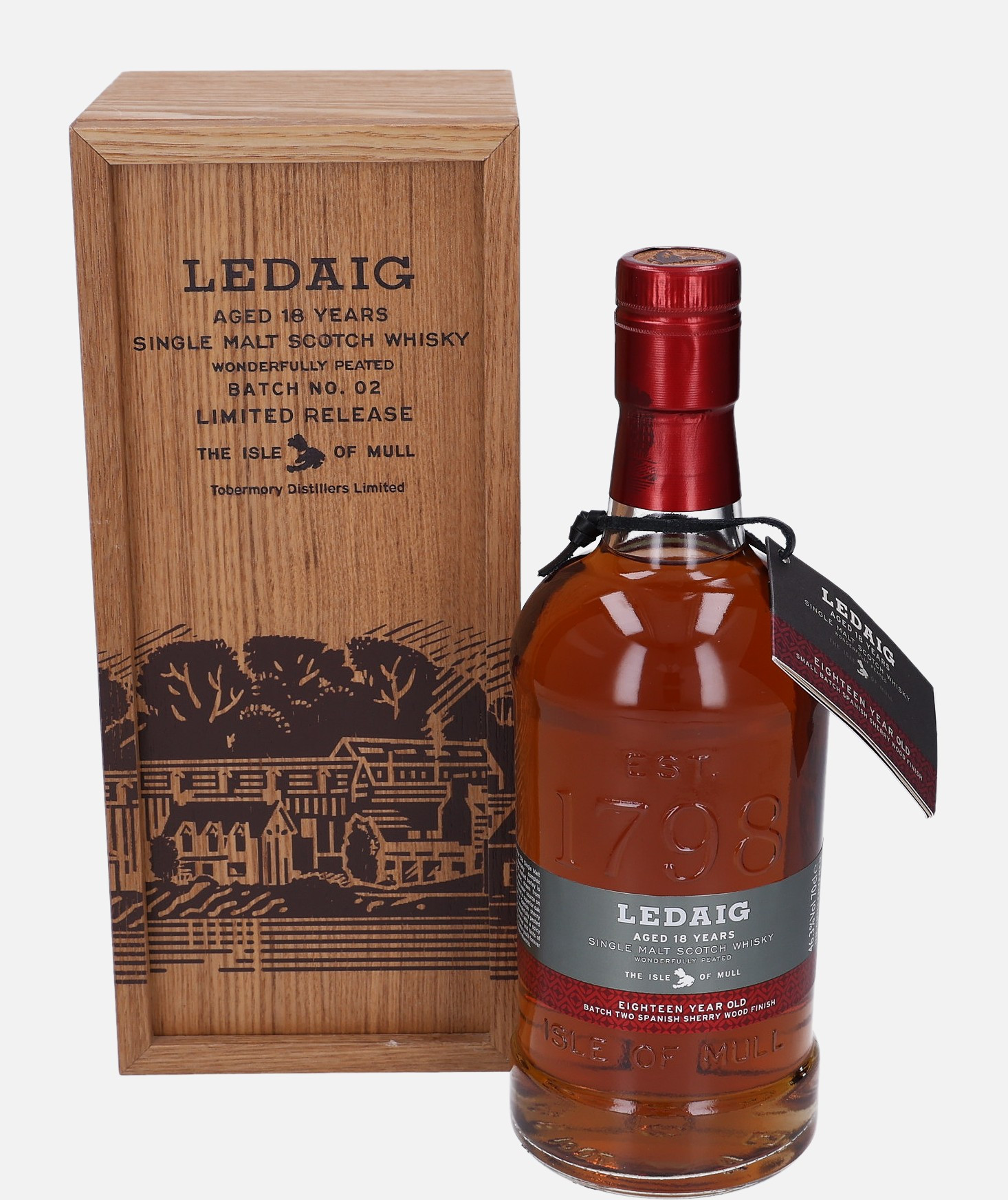 Tobermory Ledaig, Original Bottling 18 years old Batch Two Single Malt Scotch Whisky Finished in Spanish Sherry Wood 46.3% Vol, 700 ml Whisky 