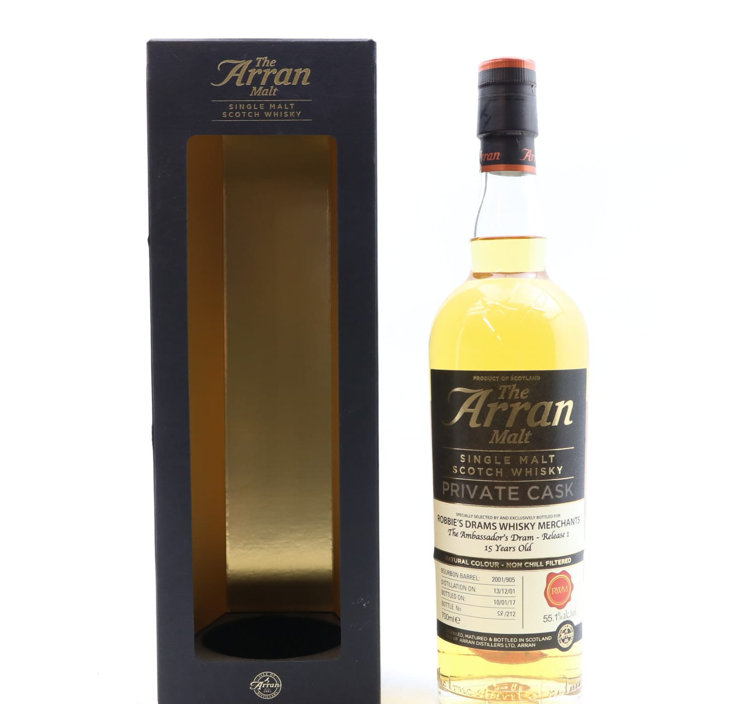 Arran 2001 15 Year Old Private Cask #905 Robbie’s Dram ‘The Ambassador’s Dram – Release 1 Whisky 