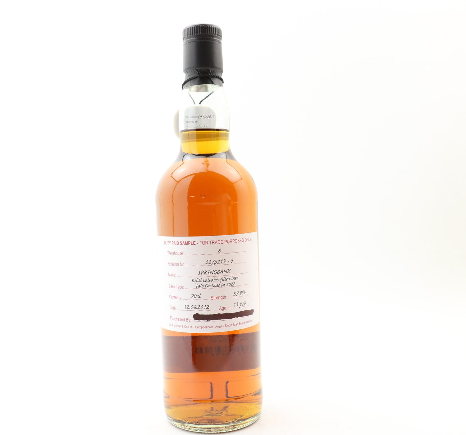 Springbank 2012 13 Year Old Duty Paid Sample Whisky 