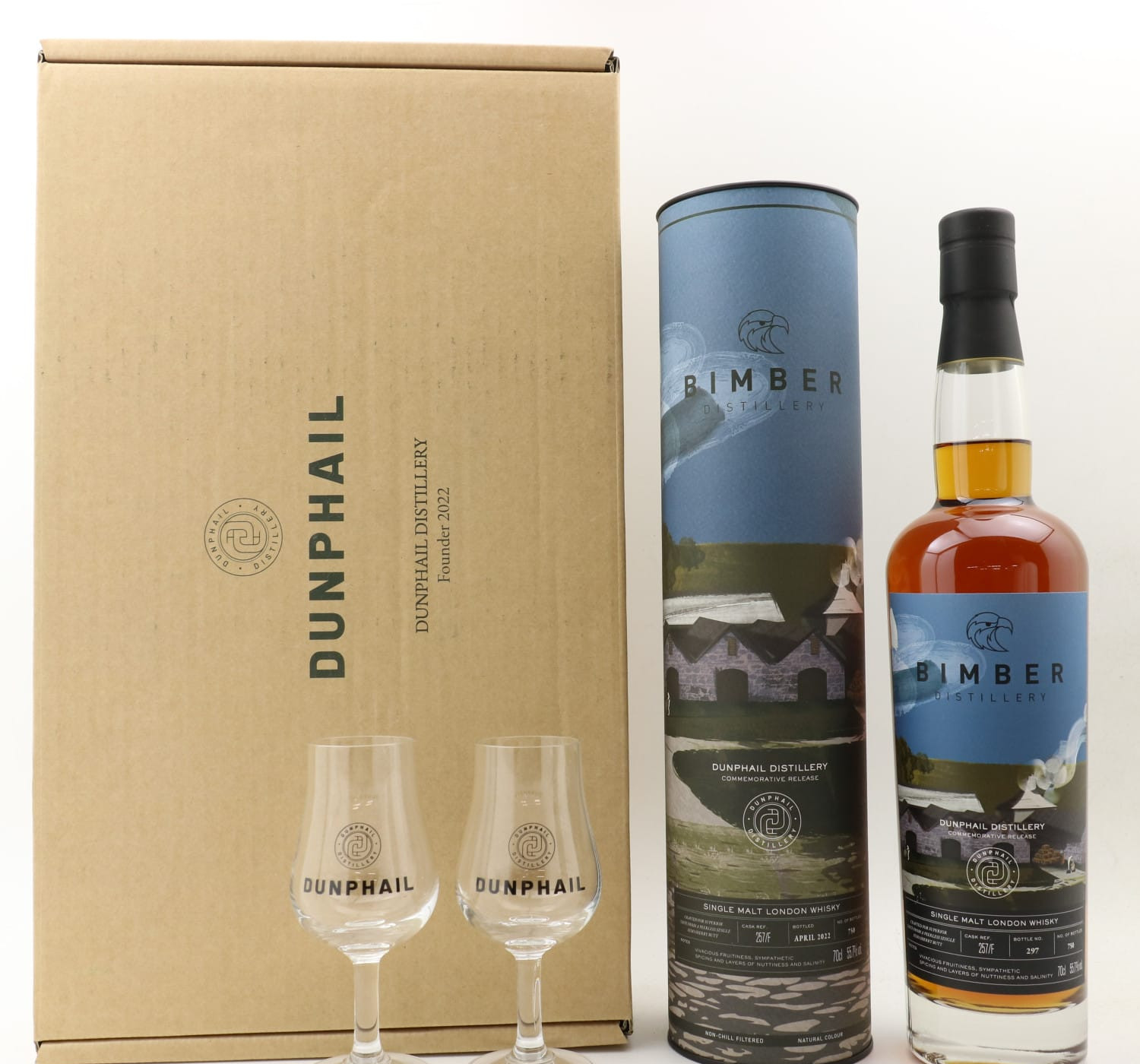 Bimber Single Cask #257/F Commemorative Release For Dunphail Distillery With Glasses Whisky 