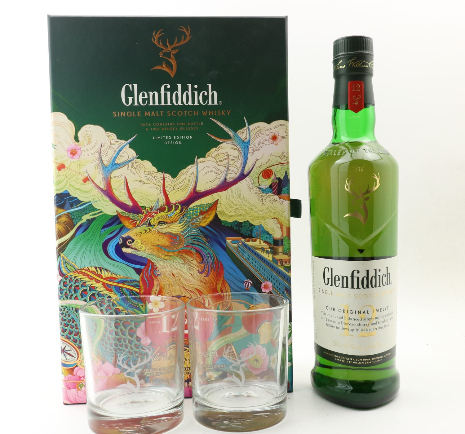 Glenfiddich 12 Year Old & Glasses Set Whisky 