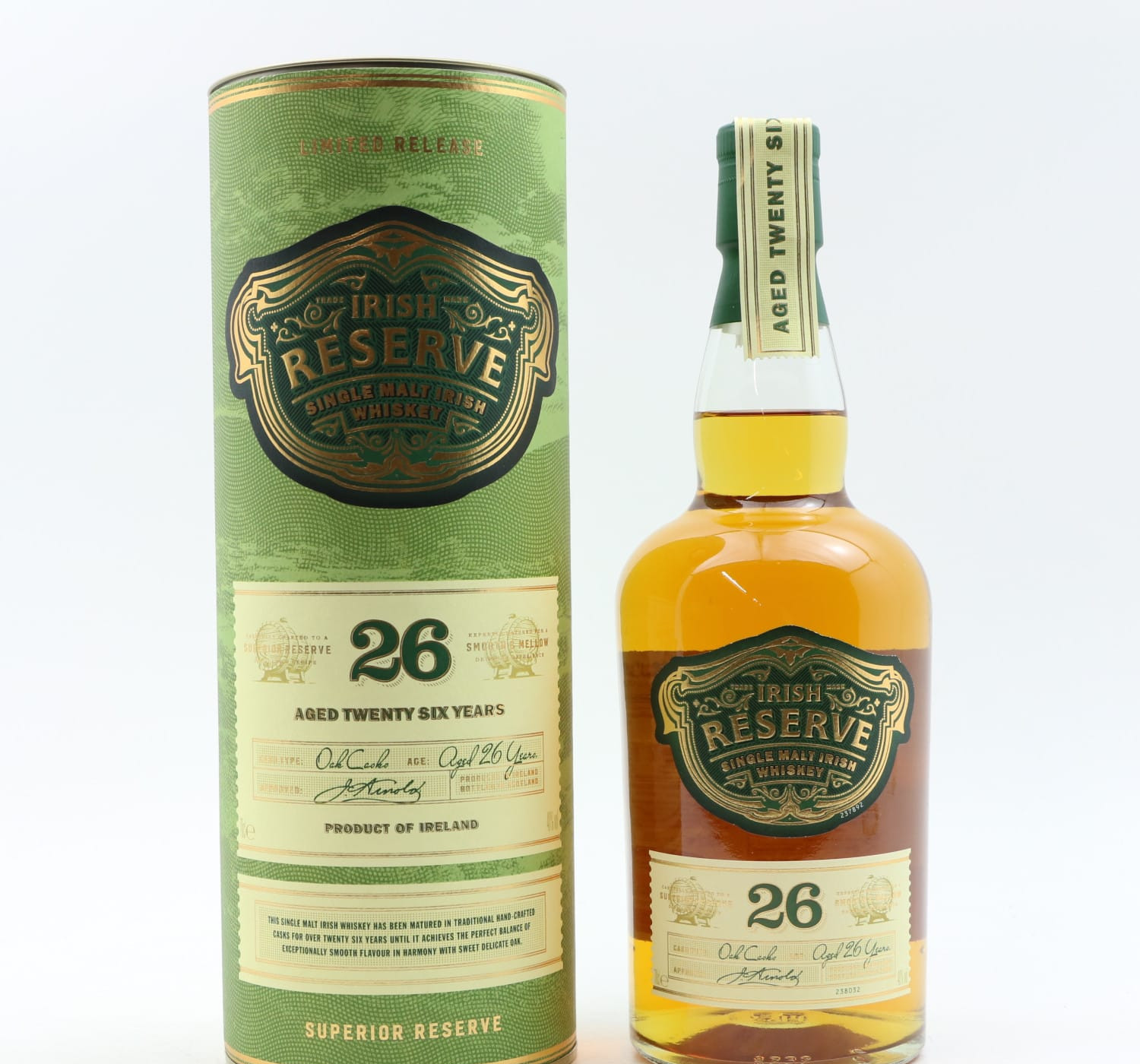 Irish Reserve 26 Year Old Whisky 