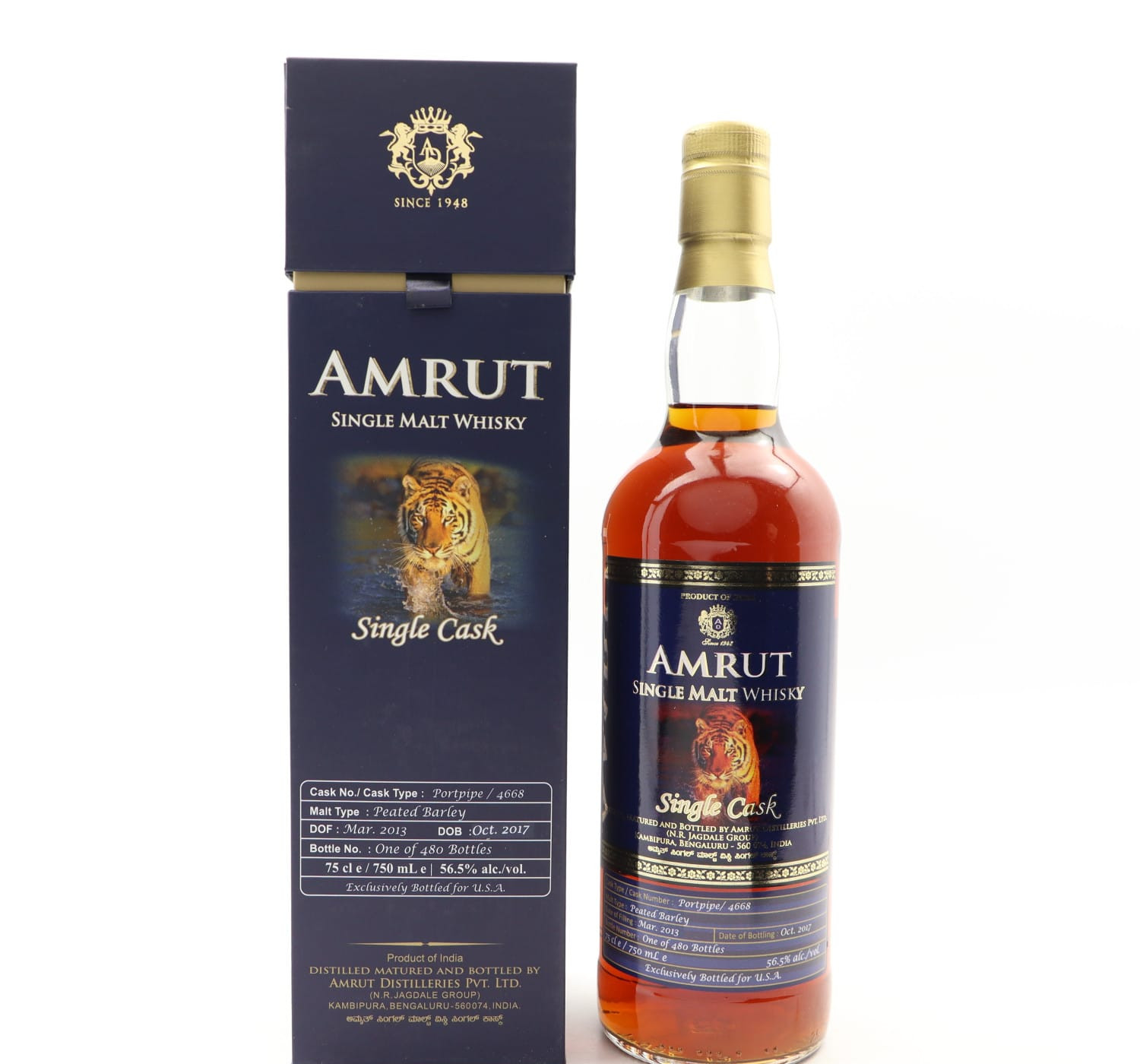 Amrut 2013 Single Cask #4668 75cl Whisky 