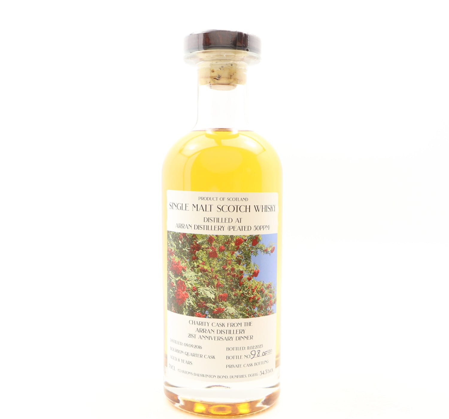 Arran 2016 8 Year Old Charity Cask For Arran 21st Anniversary Dinner Claxton’s Whisky