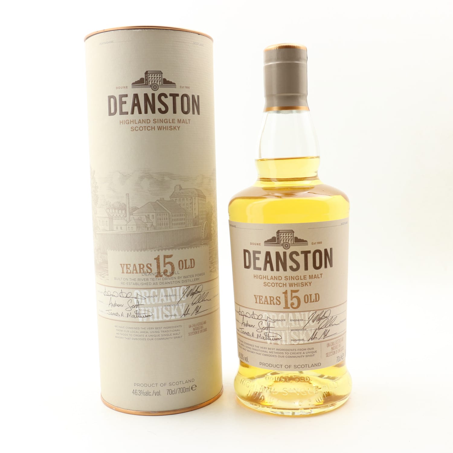 Deanston 15 Year Old Organic 70cl 46.30% Highlands Scotland Whisky 