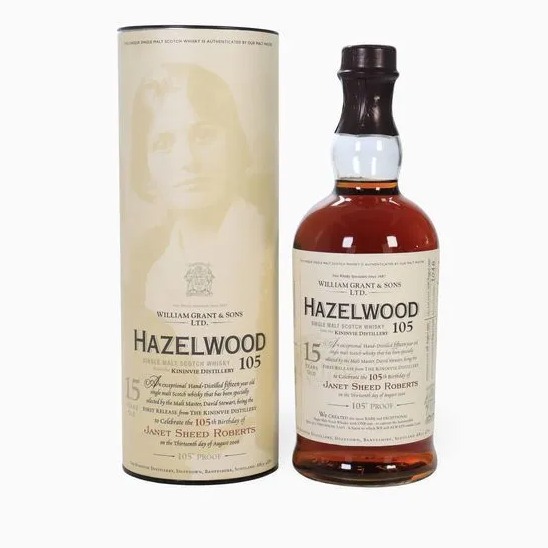 Hazelwood – 15 Year Old (Janet Sheed Roberts 105th Birthday Celebration Staff Bottling) 70cl 52.50% Scotland Whisky 